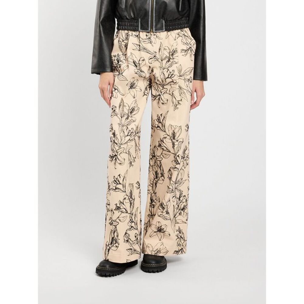 Twinset U&B Women Twinset U&B Floral Print Stretch-Cotton Wide-Leg Trousers